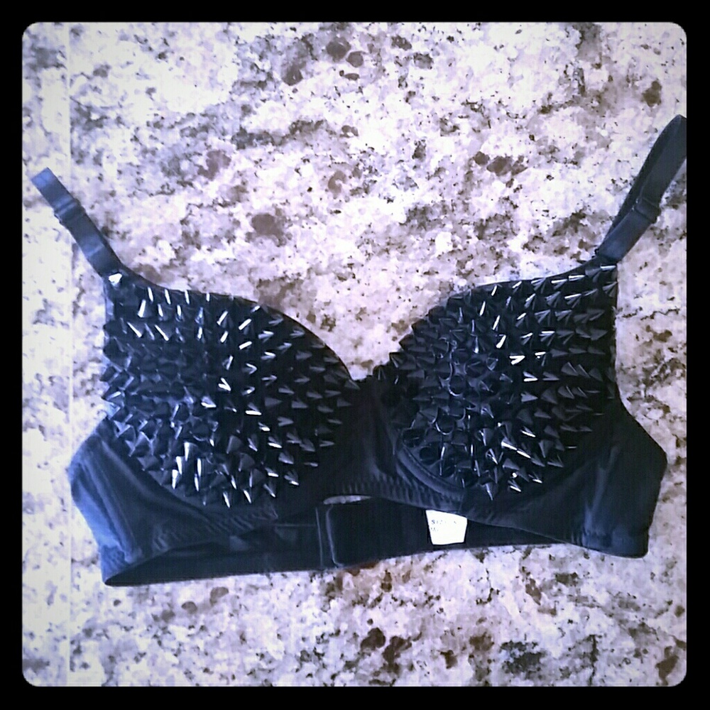 Black spikey bra.